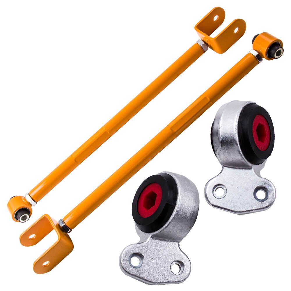 Rear Lower Camber Arms Gold + Polyurethane Control Arm Bushings for BMW E46 Z4