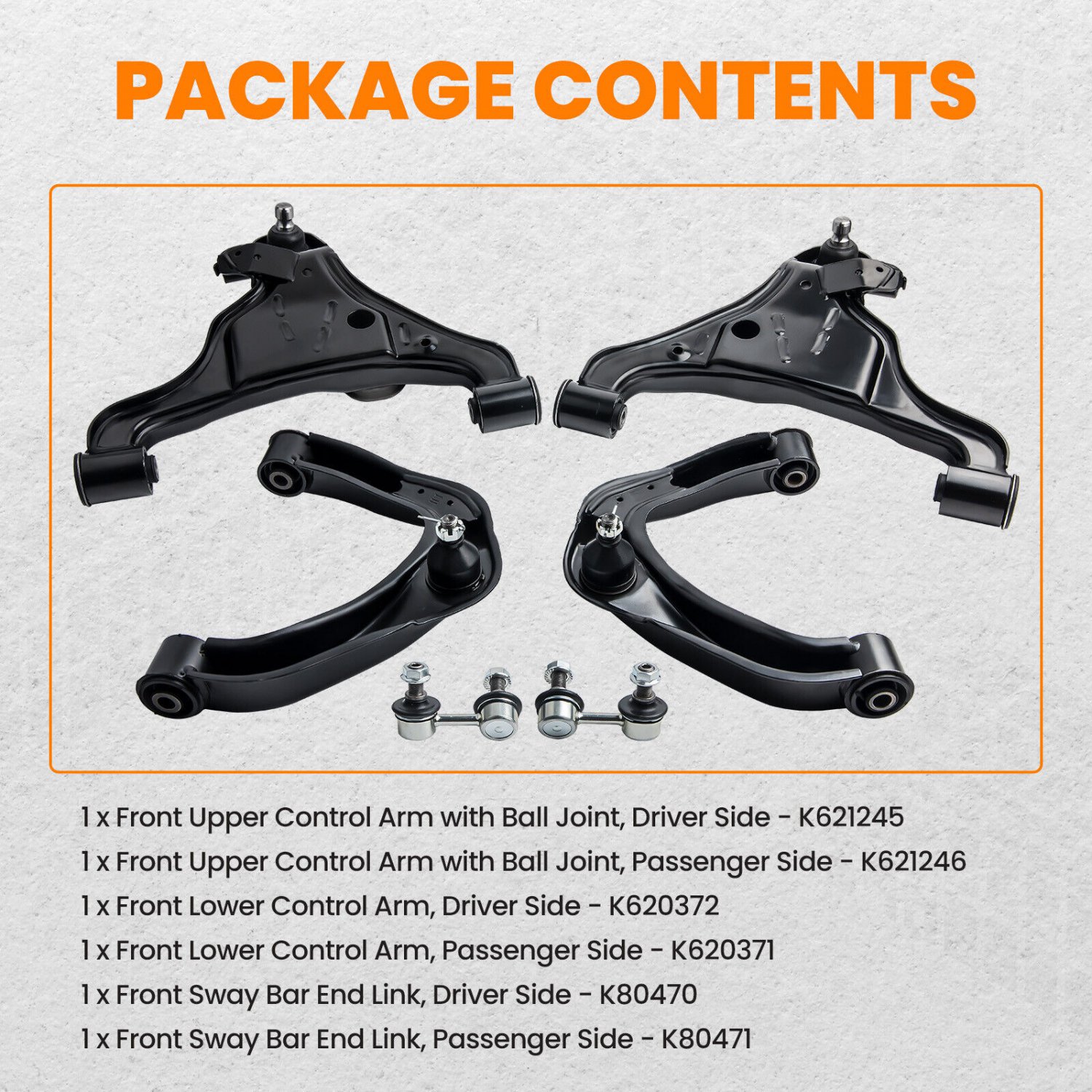 6x Front Upper Lower Control Arm Sway Bar Link Kit For Nissan Frontier 2005-2018