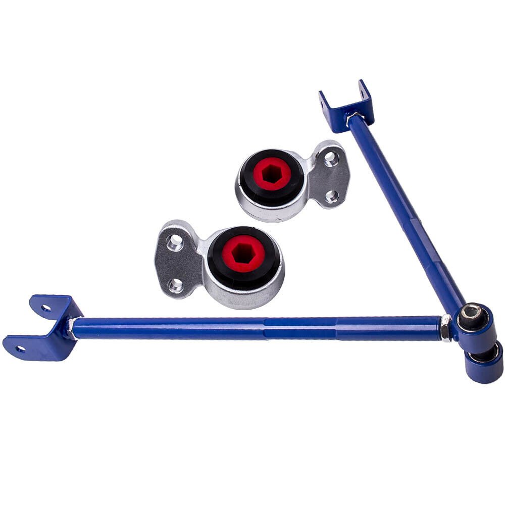 Rear Lower Control Camber Arms Blue + Front Control Arm Bushings for BMW E46