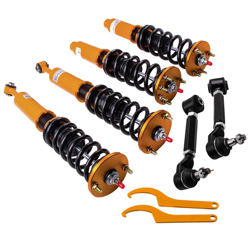 COILOVER Adj. Damper Struts Set + Pair Rear Camber Arms FOR Honda Accord 03-07