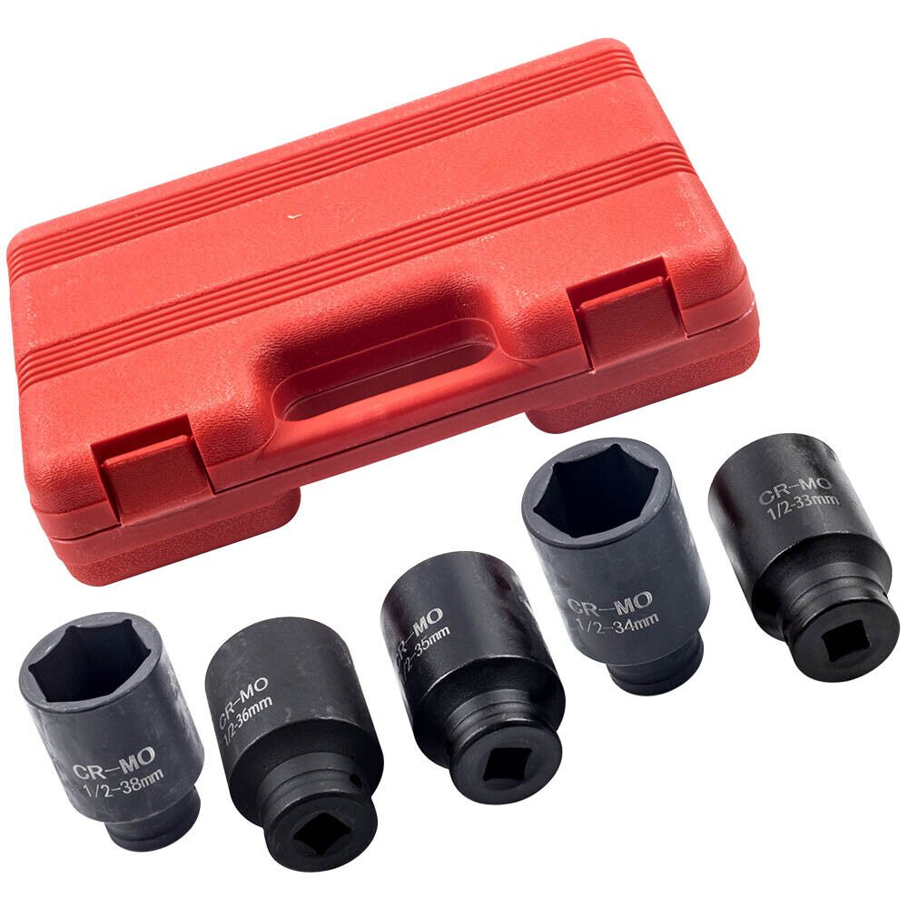 5pcs Wheel Spindle Axle Nut Deep Impact Sockets Front Back Removal Puller Tool
