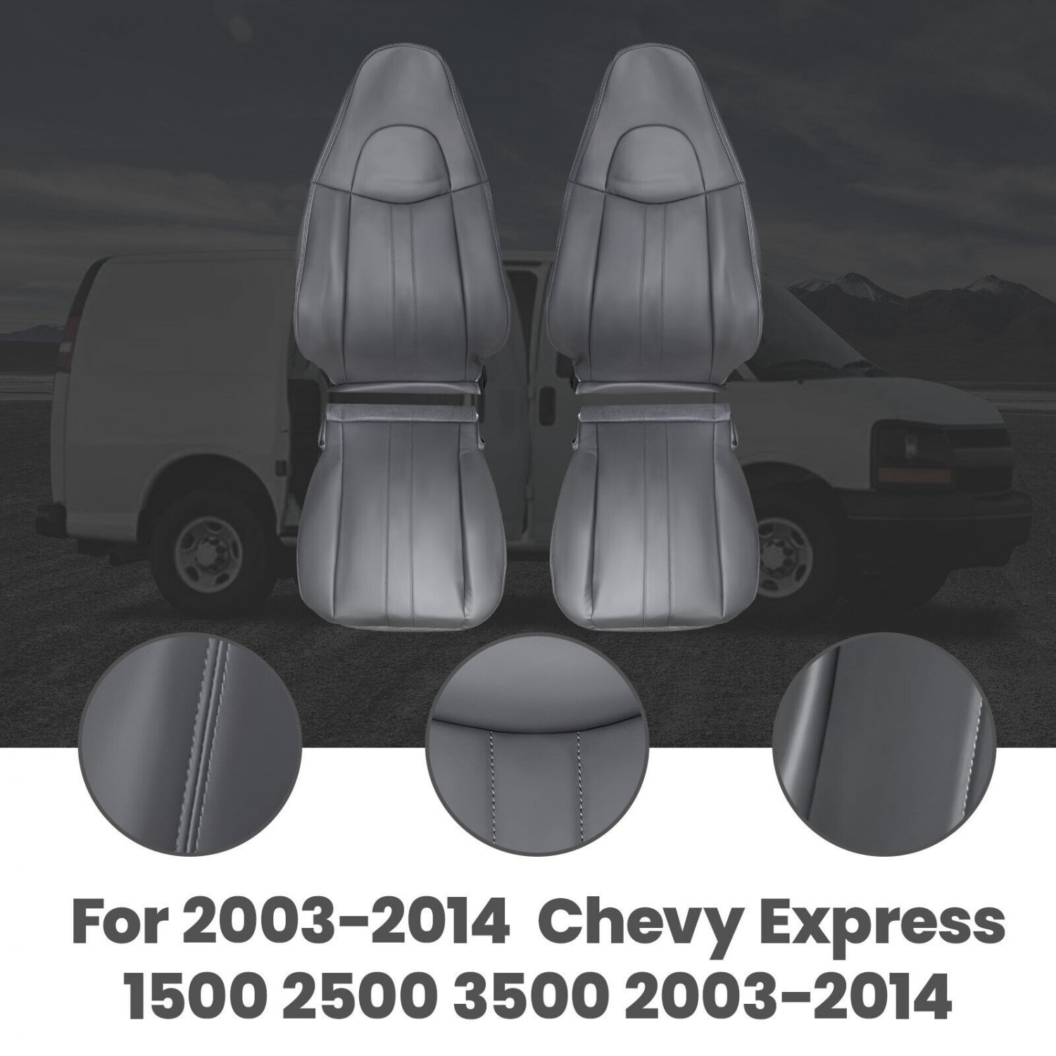 4Pcs Front Driver Passenger Seat Cover For Chevy Express1500 2500 Van 03-2014