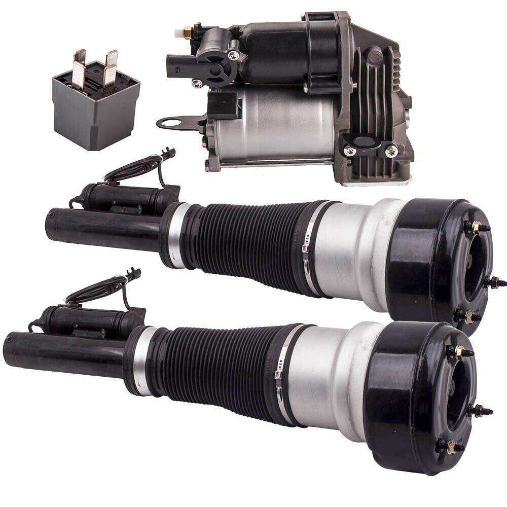 2 Front Air Shock Struts w/ Compressor Pump For Mercedes W221 S350 2213200304