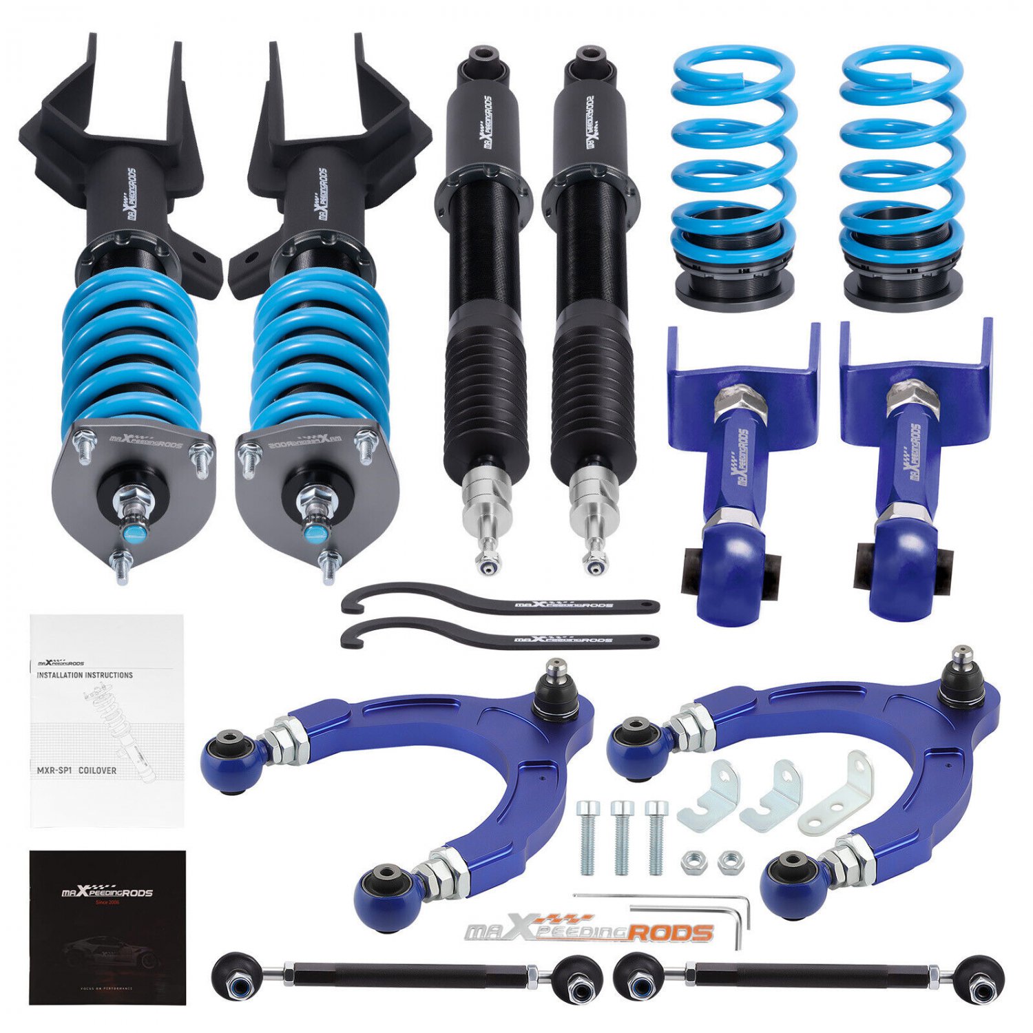 8Pcs Coilovers + Adjustable Camber Arm Alignment Kit For Tesla Model 3 AWD