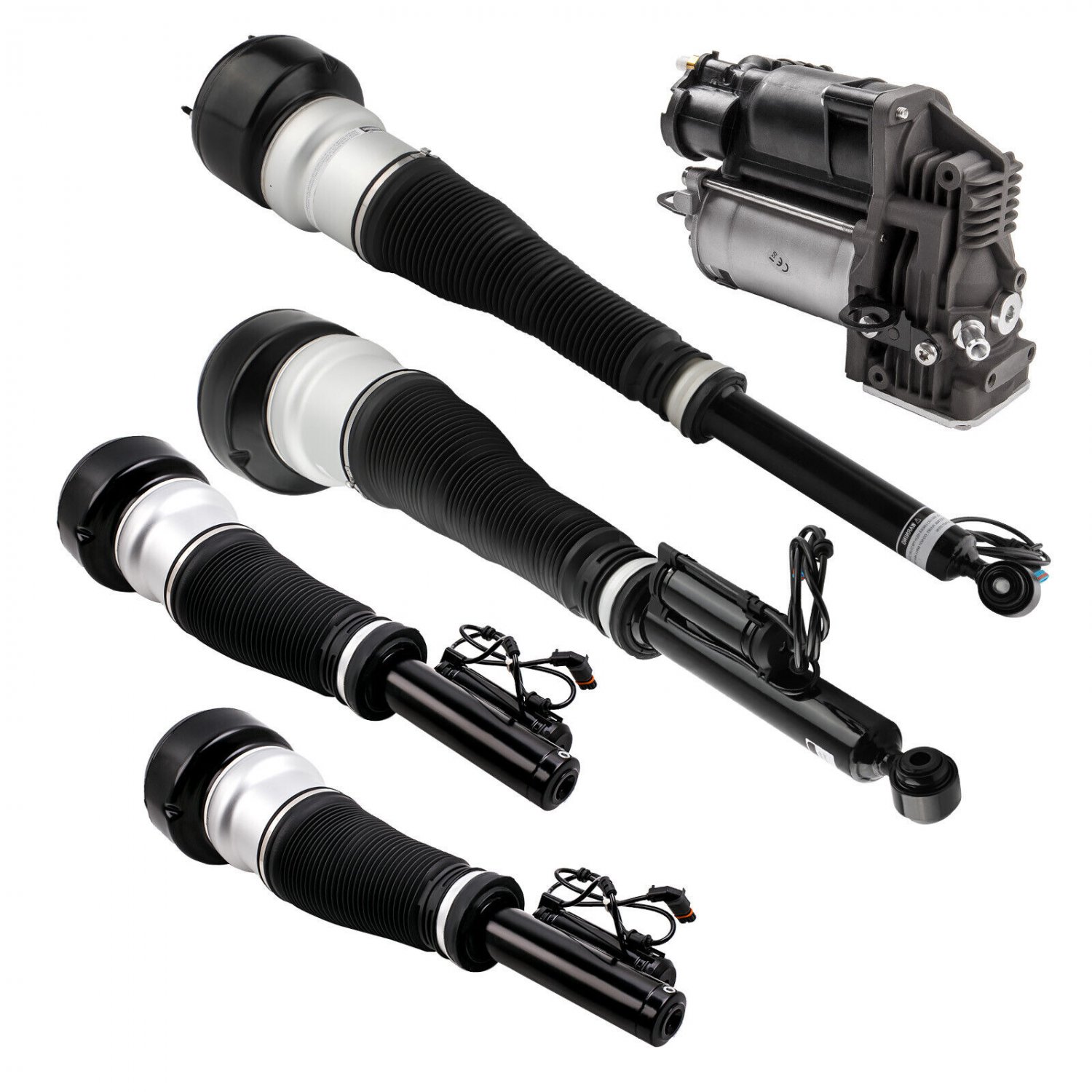5 Pcs Air Suspension Struts + Compressor Pump Kit For Mercedes W221 S350 S550