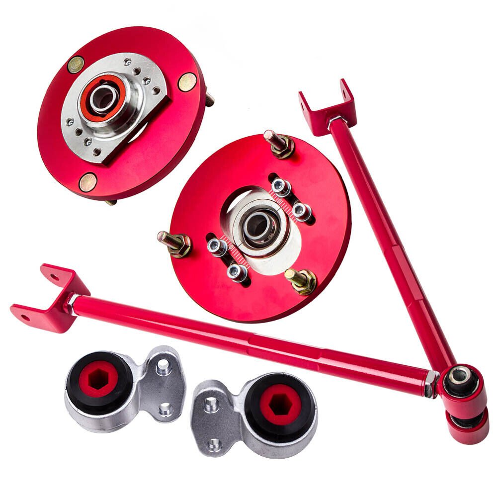 6x Rear Control Camber Arms + Control Arm Bushings + Camber Plates for BMW E46