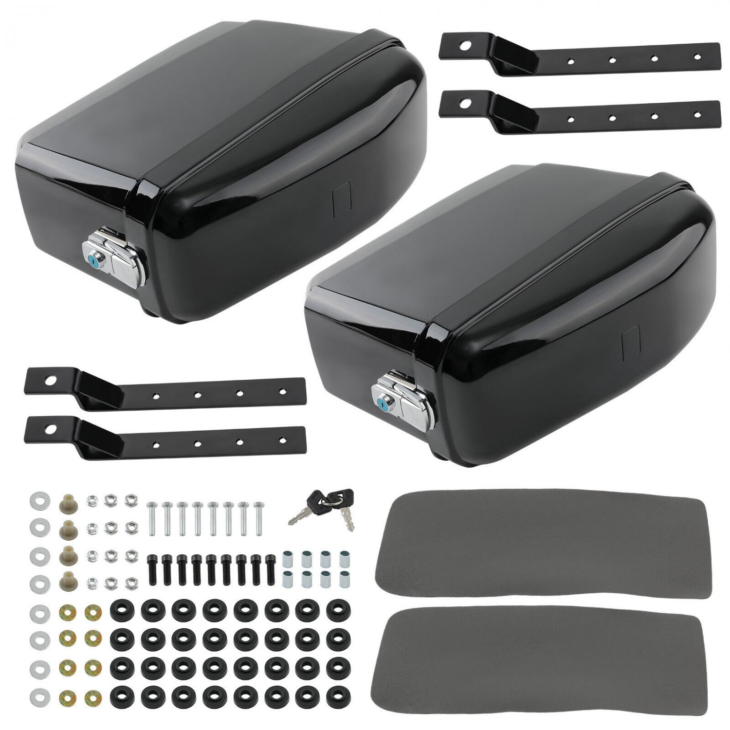 Black Hard Saddle Bags Trunk Luggage Motorcycle Fit Harley Honda Yamaha
