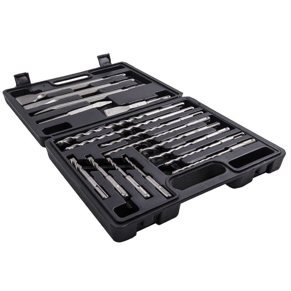 17pcs Rotary Hammer Drill Bits Set Chisel Masonry Hole Tool for SDS Plus
