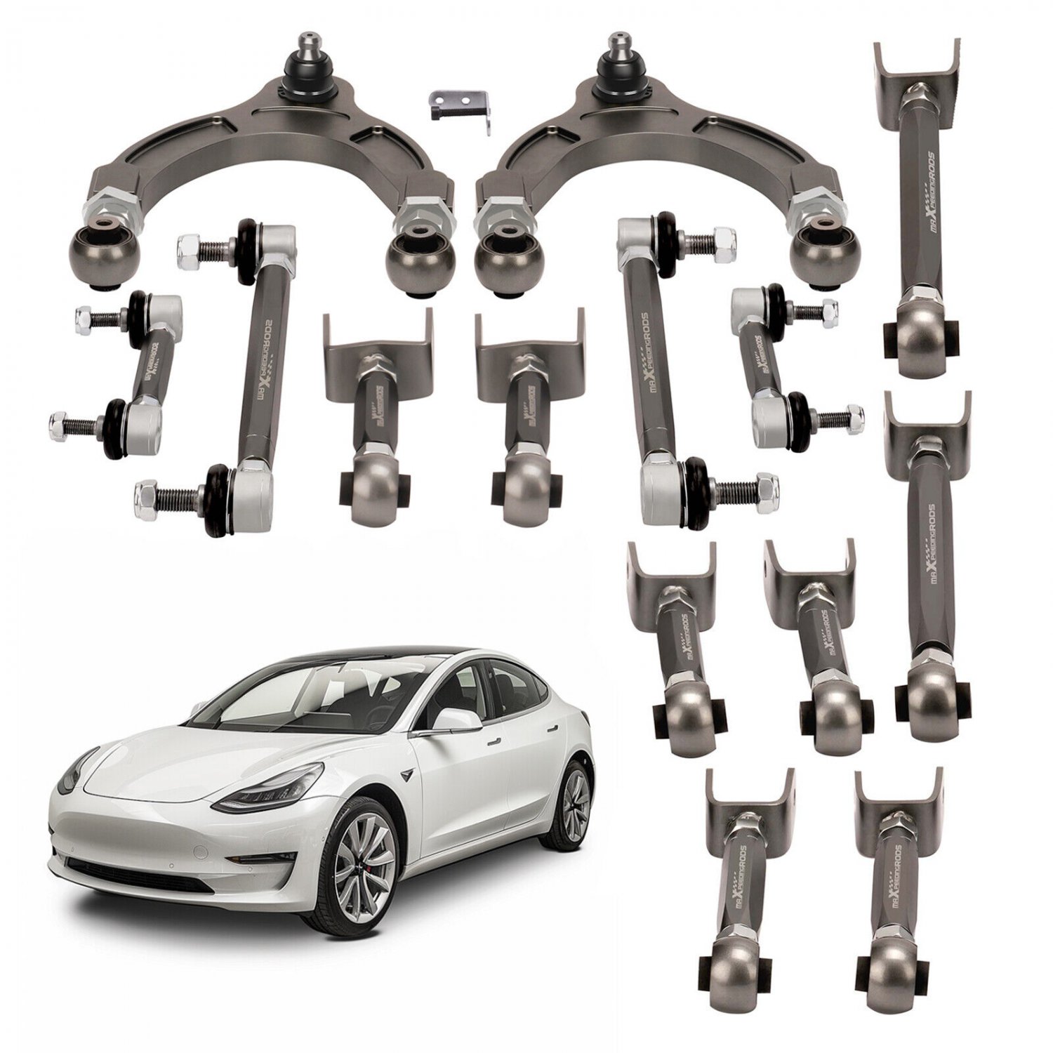 Front Upper Control Arms Rear Camber Toe Arm End Links Kit for Tesla Model 3 / Y