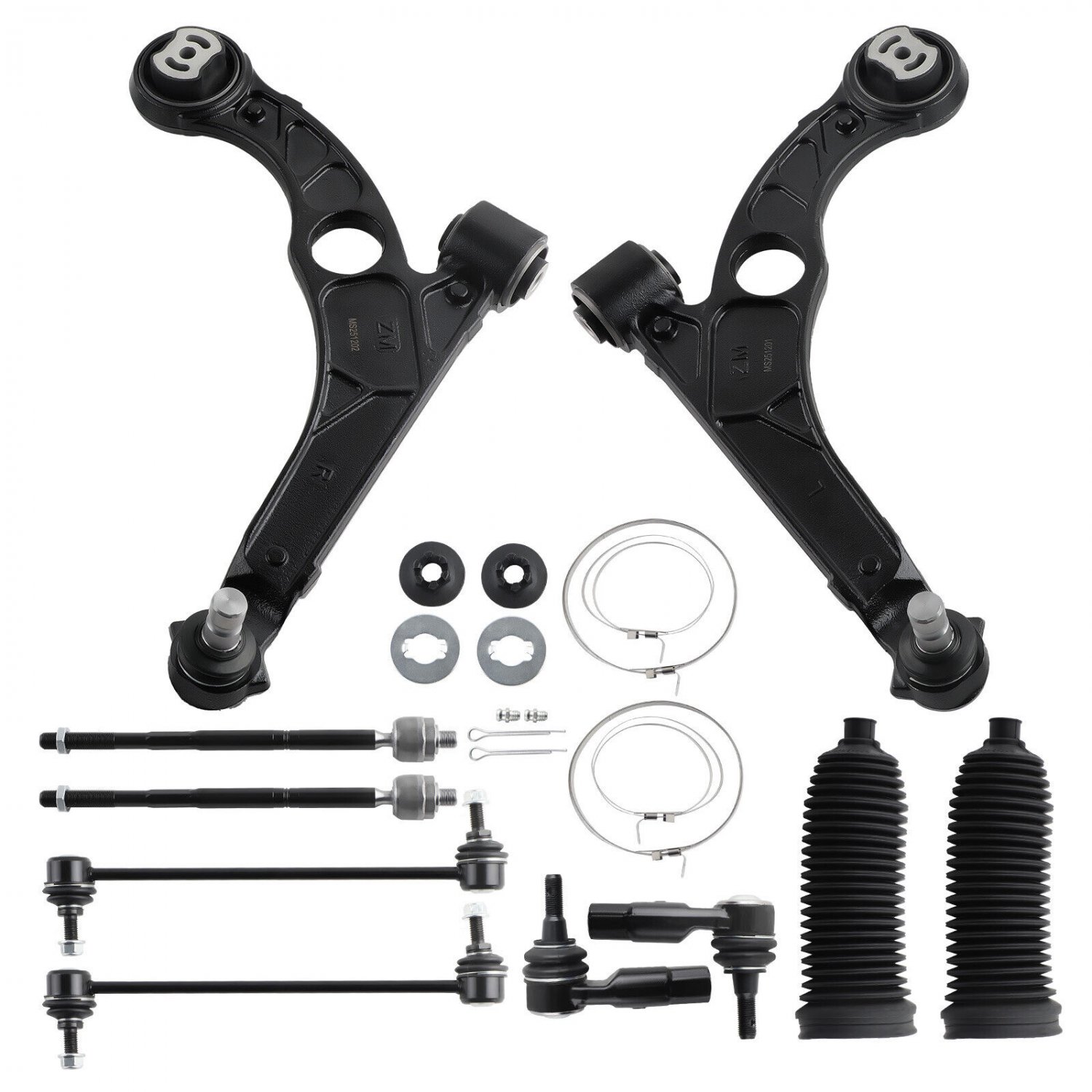 10pc Front Lower Control Arms Sway Bar Tie Rods LH & RH for 2013-2016 Dodge Dart