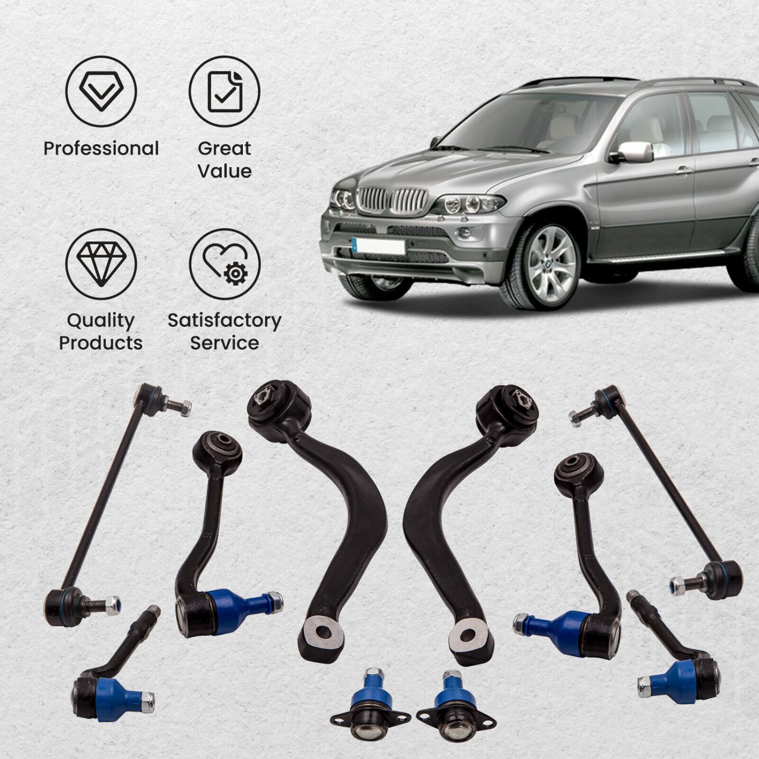 10 Pcs Front Lower Ball Joint Control Arm Sway Bar Link for BMW X5 E53 00-06