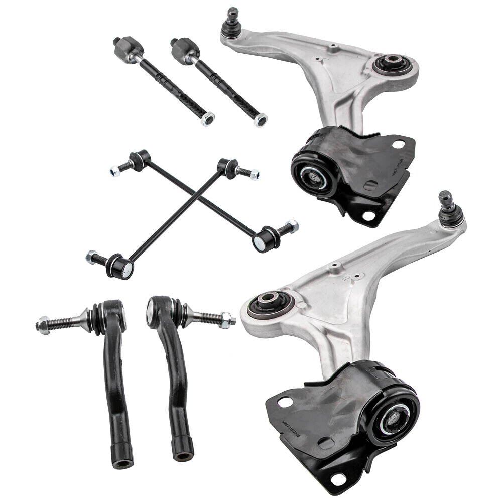 8x Front Lower Control Arms Inner Outer Tierods Sway Bar for Ford Fusion 13- 17