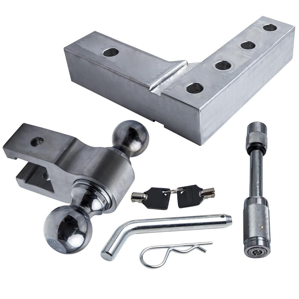 6'' Adjustable Towing Hook 2" Receiver Dual Ball Trailer For Trailer RV W/ Lock