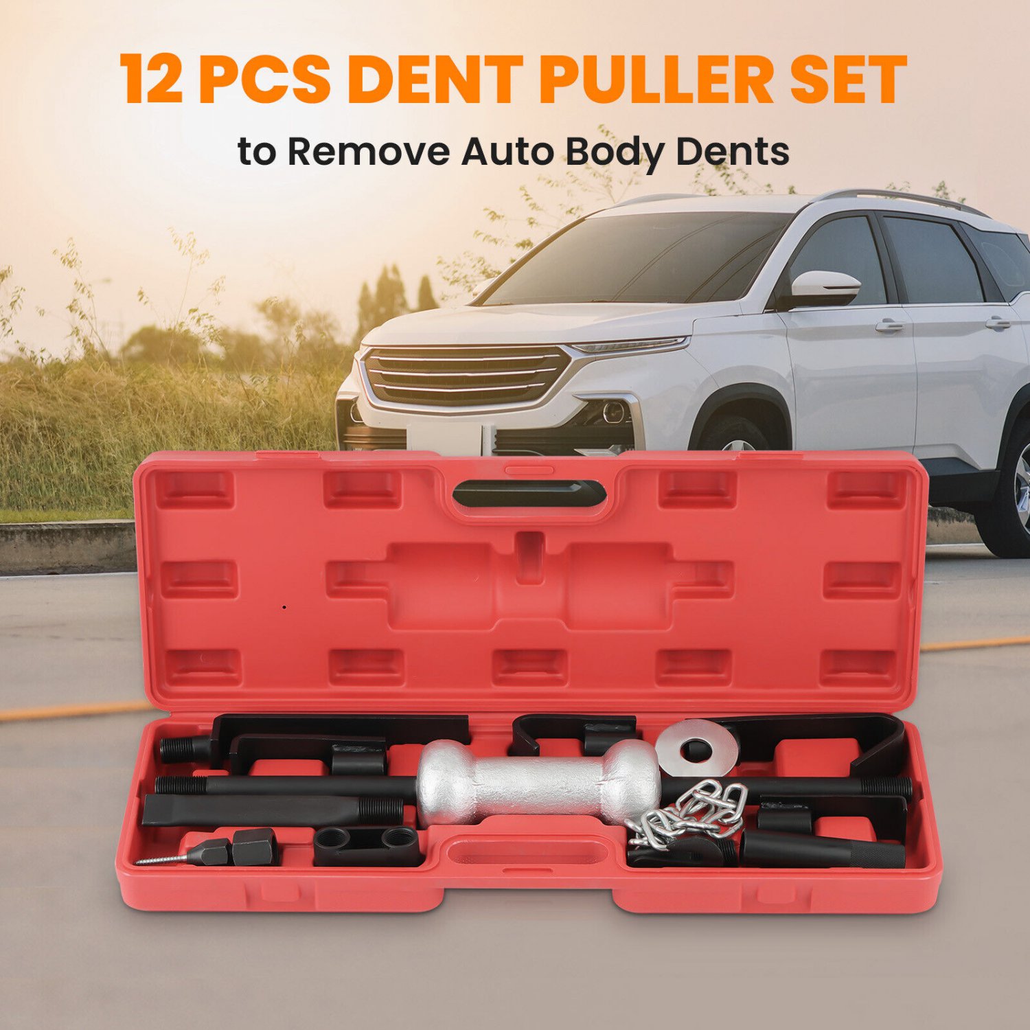 Slide Hammer Dent Puller Tool Kit 13LBS Wrench Adapter Axle Bearing Hub Auto Set