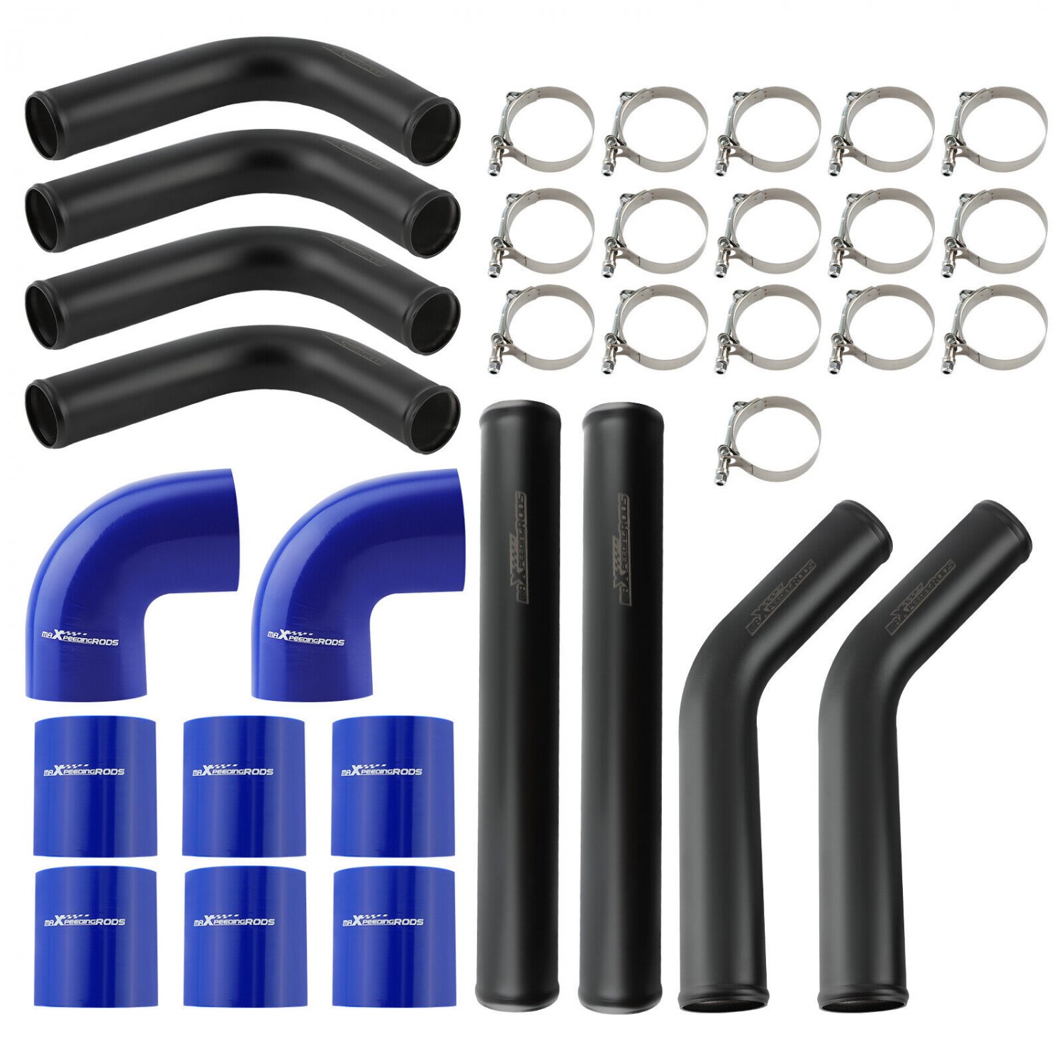 2.5" UNIVERSAL black Turbo Intercooler Piping Pipe Duct Tube Kit with Bolt Clamp