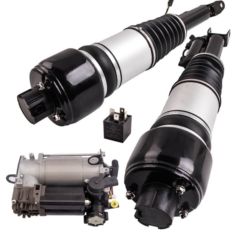 Pair Front Air Struts + Compress Pump For Mercedes W211 E320 E350 E500