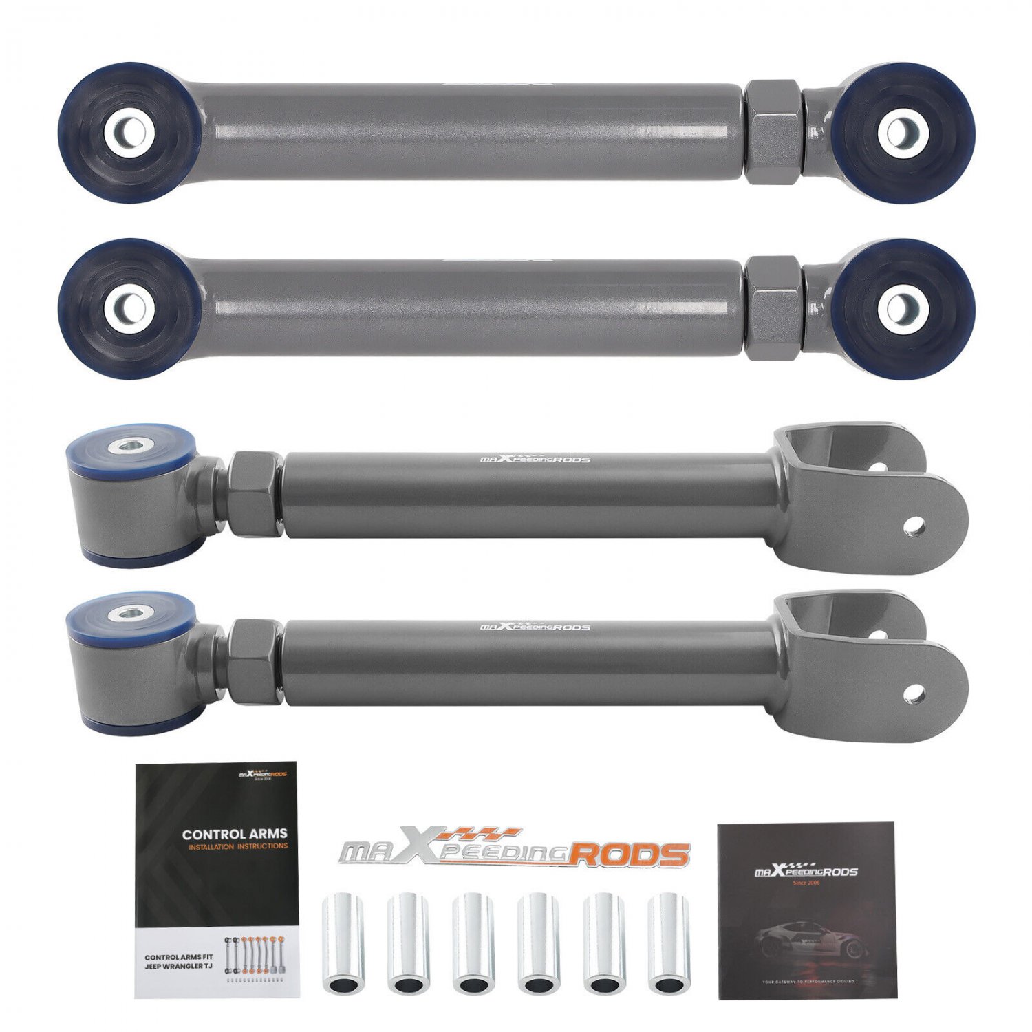 4x Front & Rear Upper Adjustable Control Arms Set for 1993-1998 Jeep ZJ 97-06 TJ