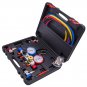 4 Way Diagnostic AC Manifold Gauge kit Professional AC Tool Kit w 4 Hoses set