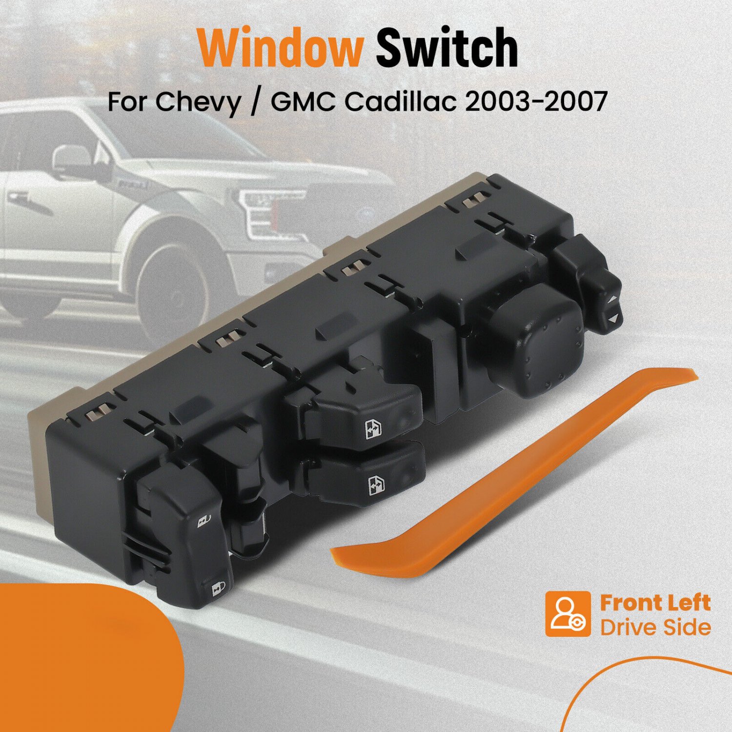 Black Front Driver Left Side Power Window Switch Fit for Chevy / GMC 15883318