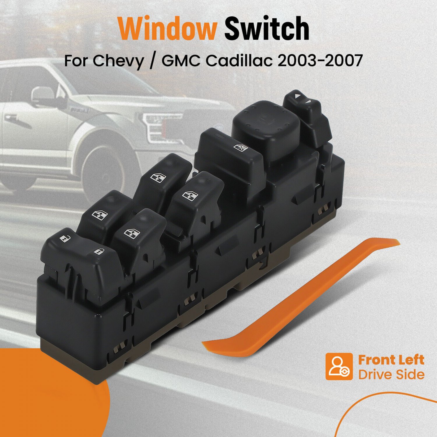 Power Window Switch Front Driver Left Side Black For GM Chevy Silverado 15883320