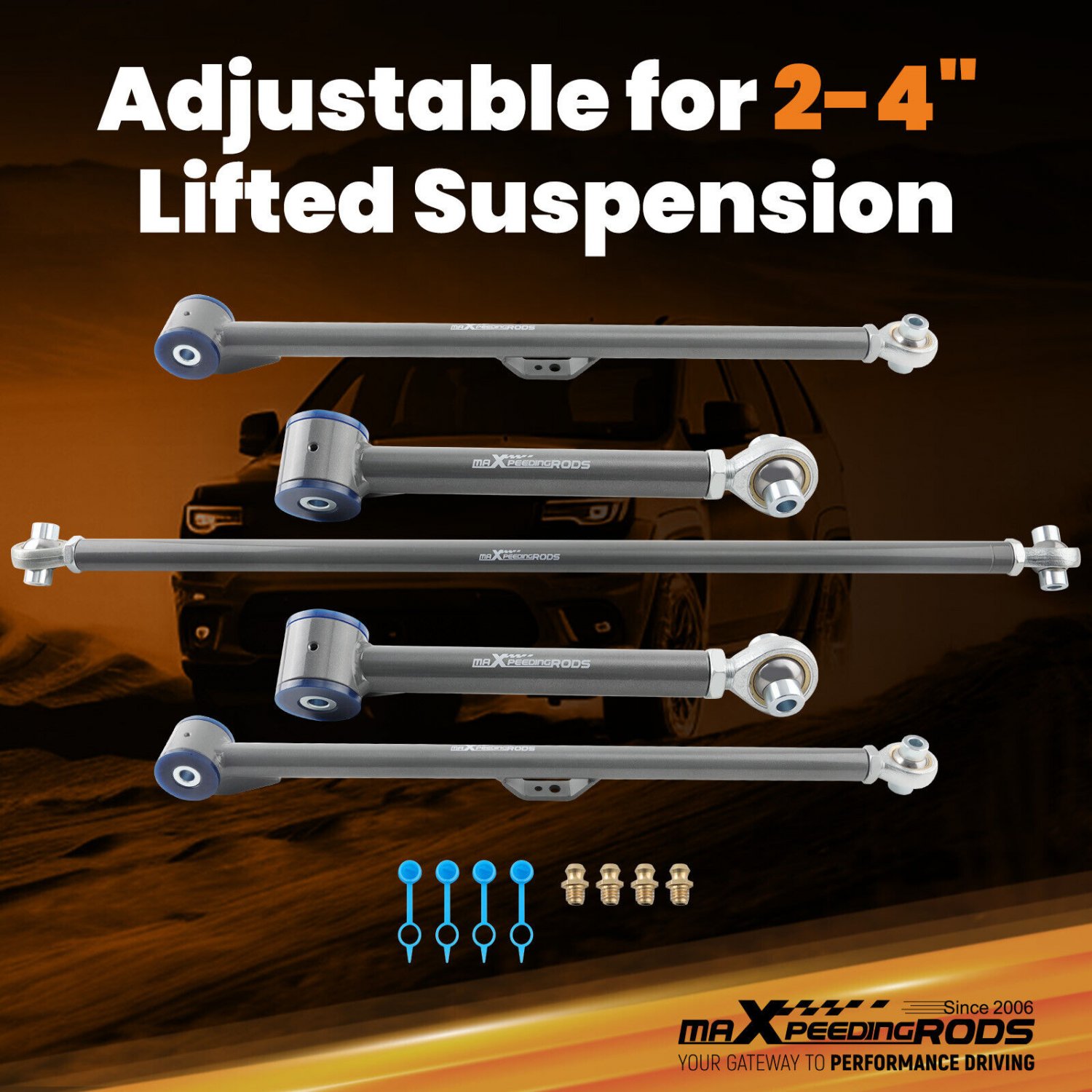 Adjustable Rear Upper Lower Control Arms + Track Bar for Toyota 4-Runner 03-2009