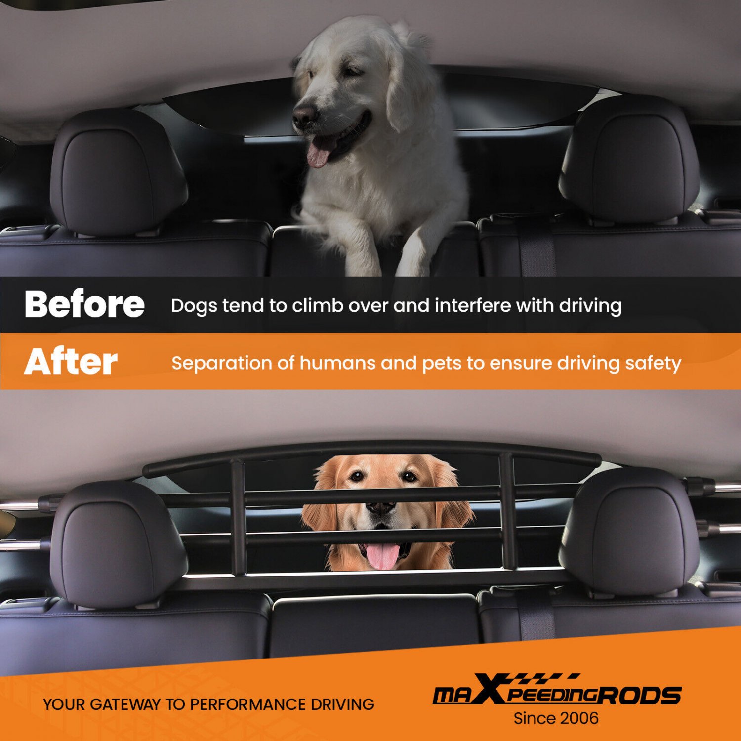 Car Adjustable Dog Barrier Compatible For Tesla Model Y 2021 2022 2023