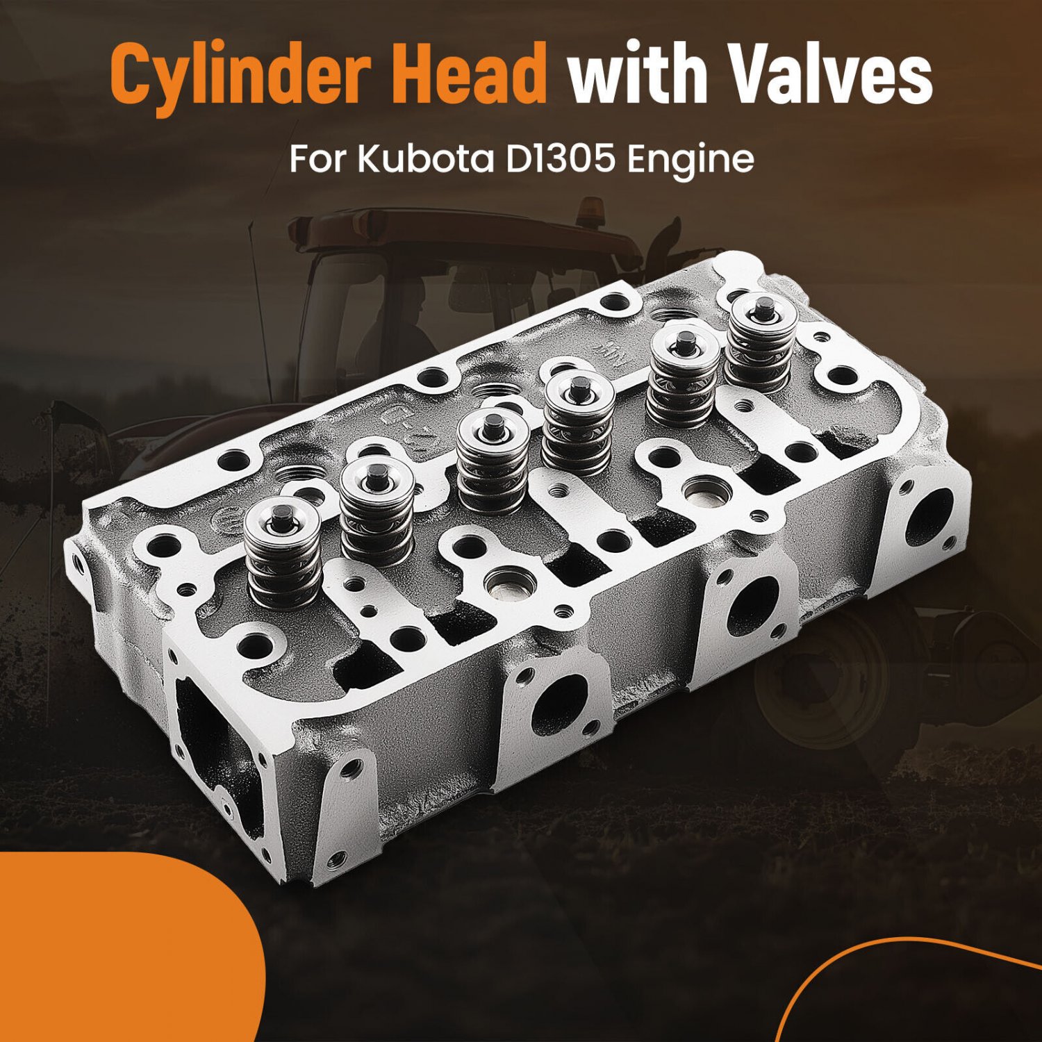 1x Engine Cylinder Head Assembly Replacement for Kubota D1305 Engine 1G188-03042