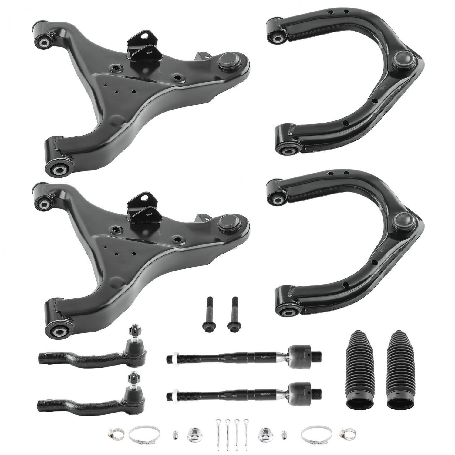 Front Lower Upper Control Arms + Tie Rods for Infiniti QX56 Nissan Armada Titan