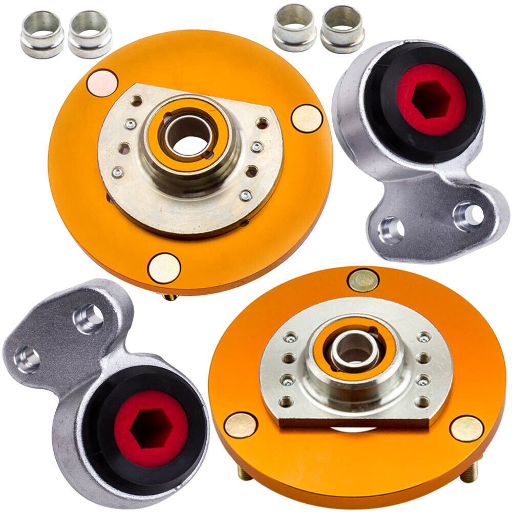 4pcs Camber Plate Top Upper Mount & Aluminum Control Arm Bushings for BMW E46