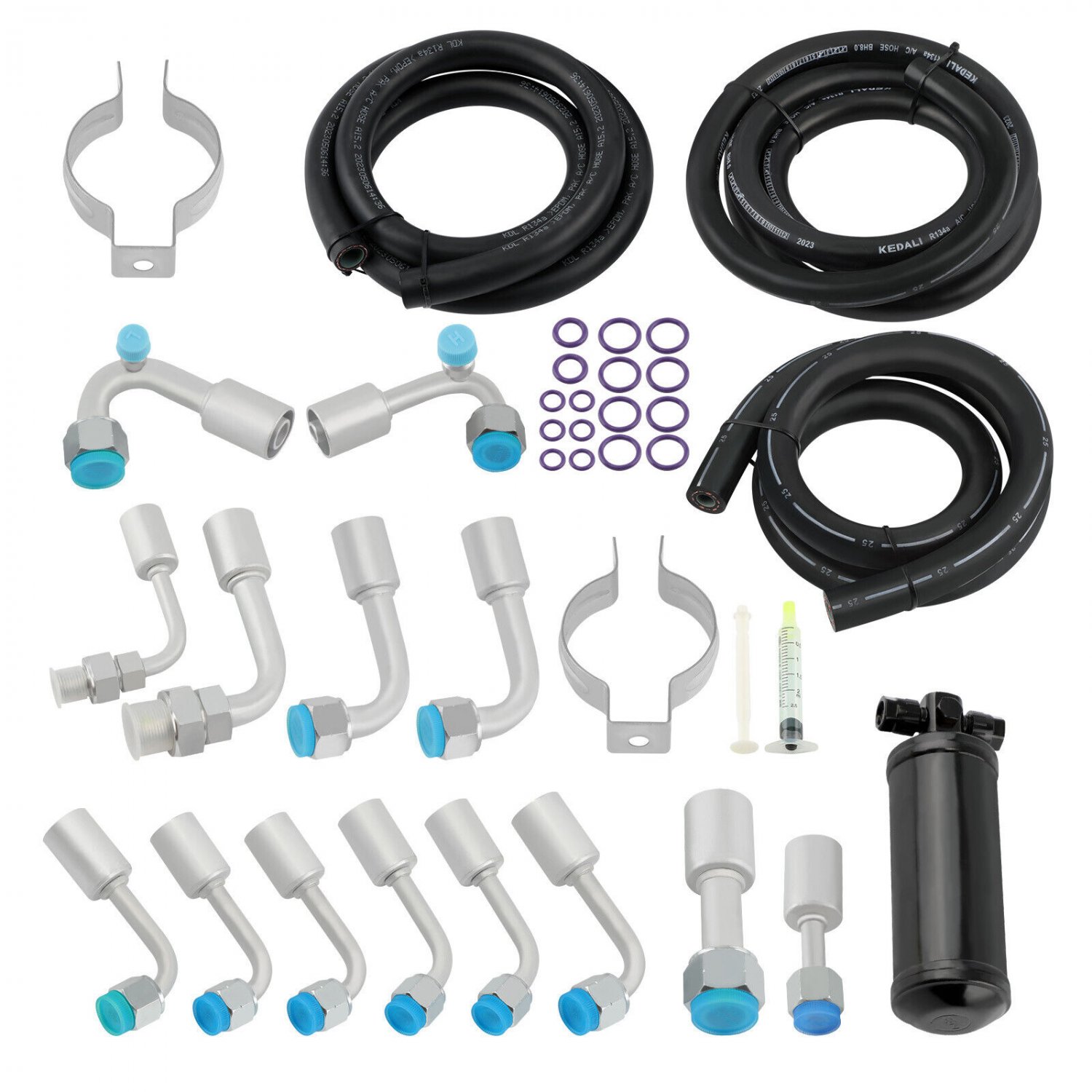Universal Air Conditioning AC Hose Kit O-Ring Fittings Drier 134A Fitting Kits