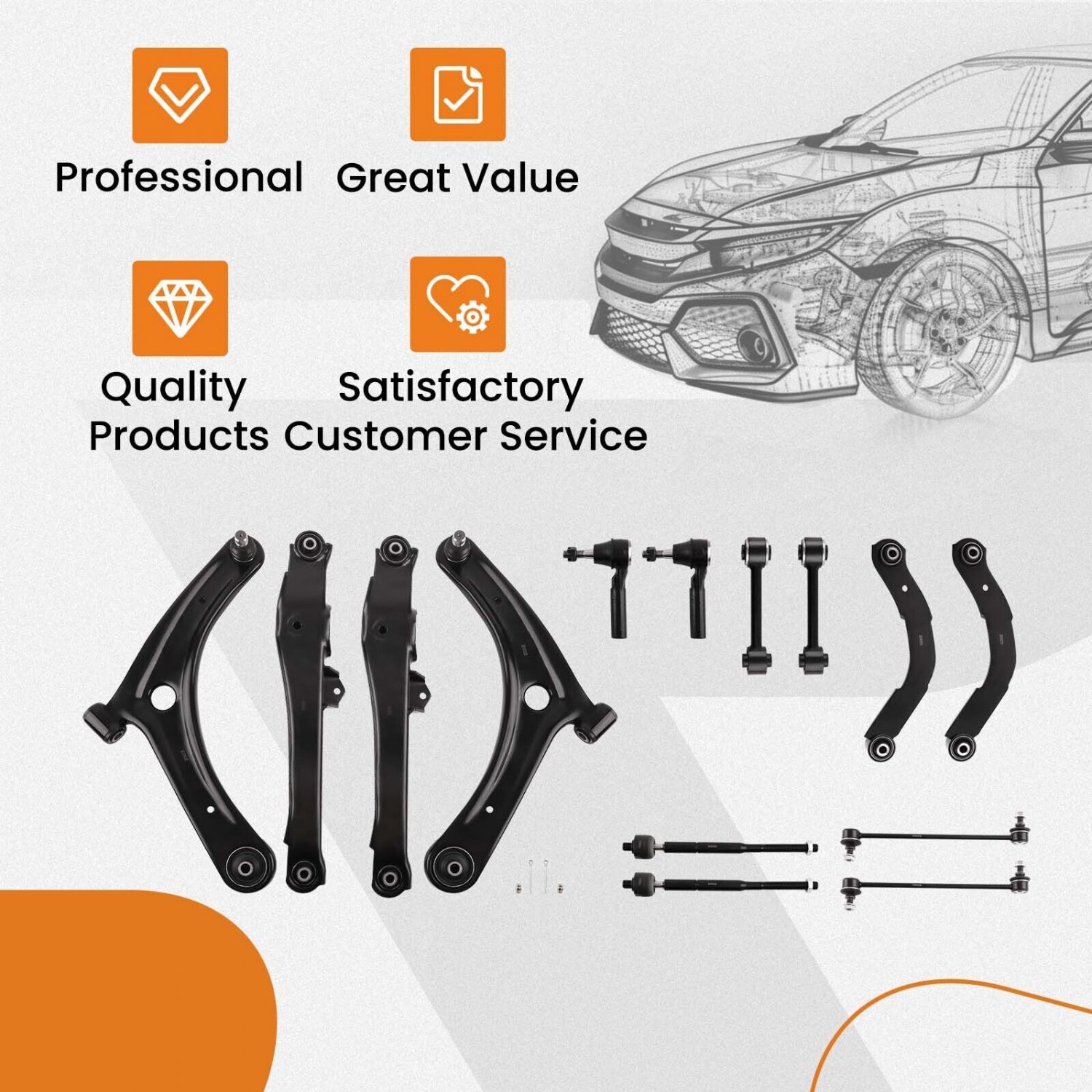 Front Lower Rear Upper Control Arms Sway Bars for For Dodge Caliber 2007-2012