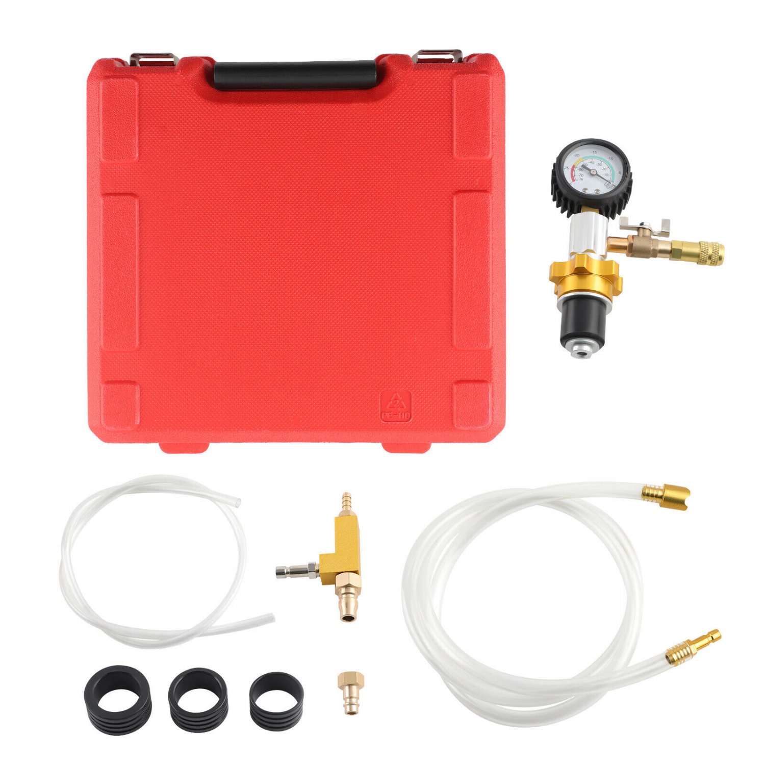Radiator Cooling System Vacuum Purge Refill Universal Gauge Clear Hose Tool Kit
