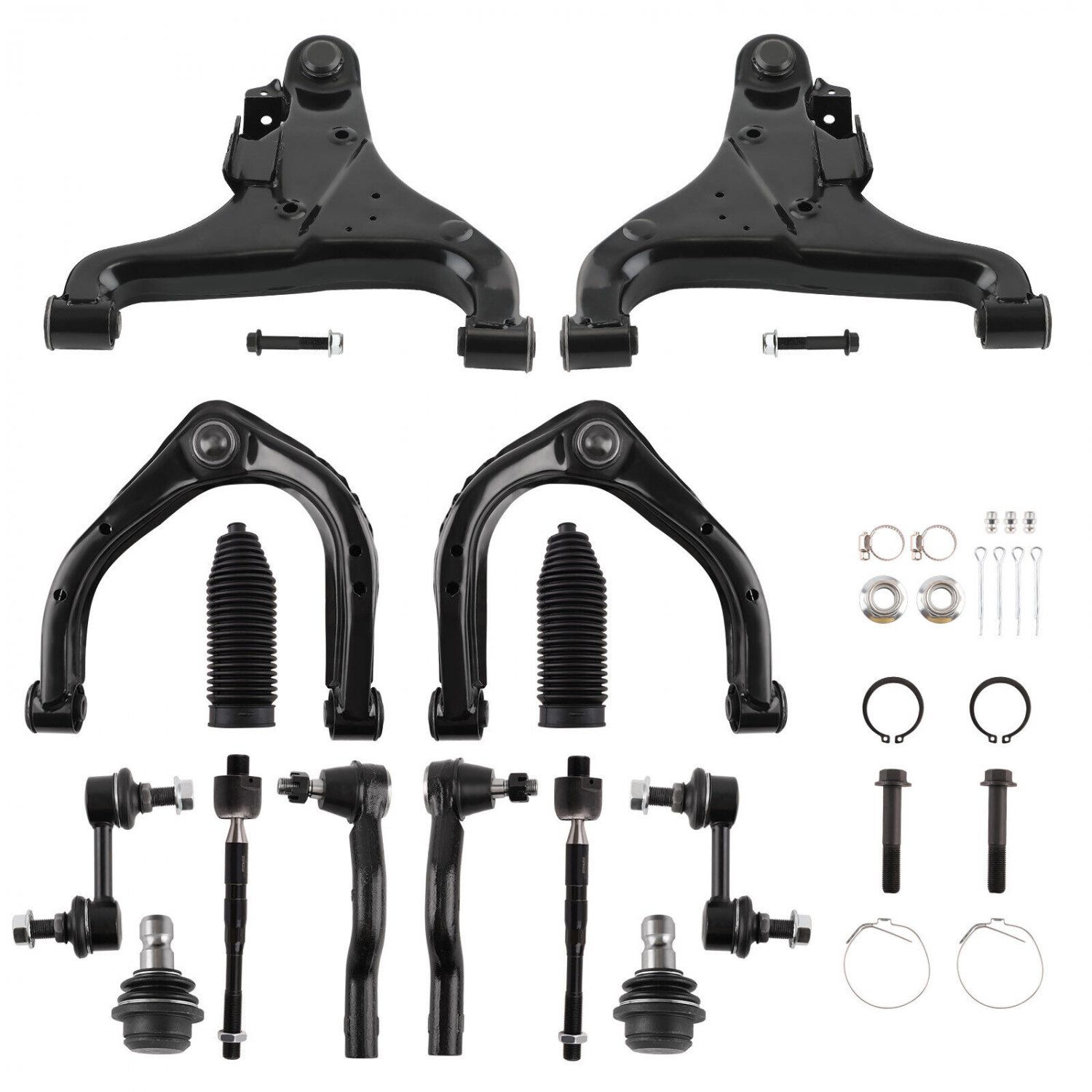 14 Front Upper Lower Control Arm + Tie Rod End For Nissan Armada Titan 2004-2015