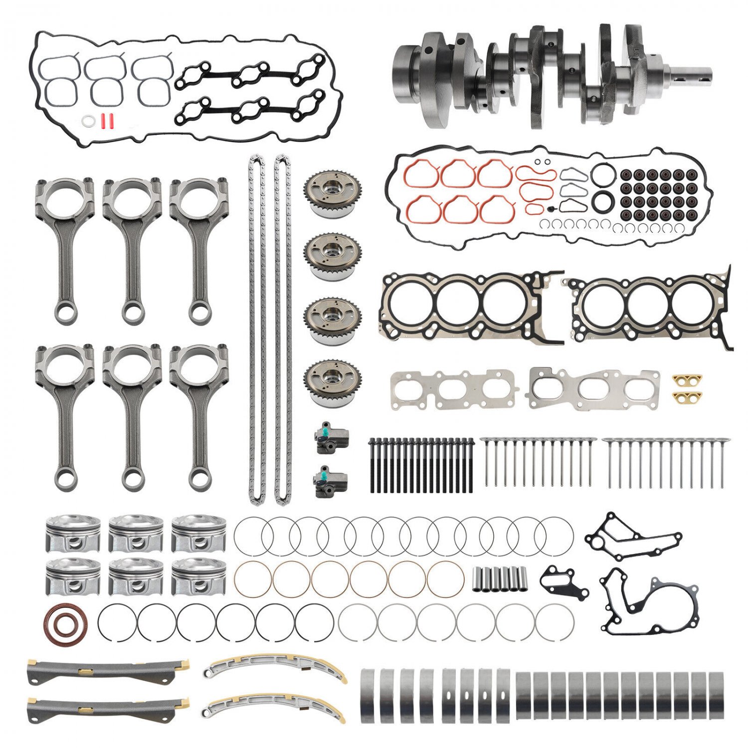 G6DH Engine 3.3L Rebuild Kit w/ Crankshaft & Rods & Timing For 10-16 Hyundai Kia