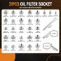 31PCS Auto Oil Filter Wrench Set Cup Type 1/2 inch Drive Cap Removal Tool