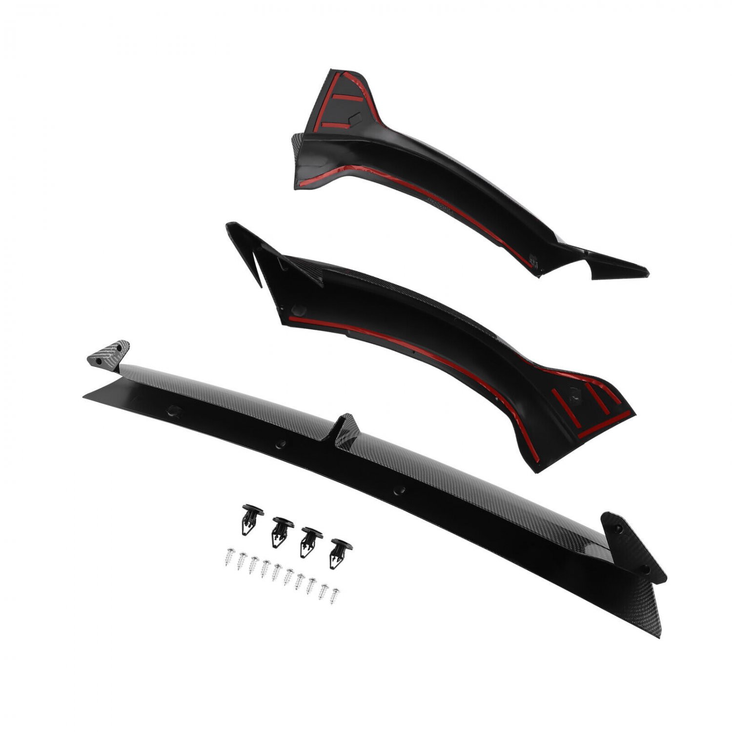 3pcs Front Bumper Lip Spoiler Splitter for Tesla Model Y 2020-2024 w/ Screws