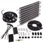 15-1/2" Radiator Transmission Oil Cooler W/7" Cooling Fan Kit Universal Aluminum
