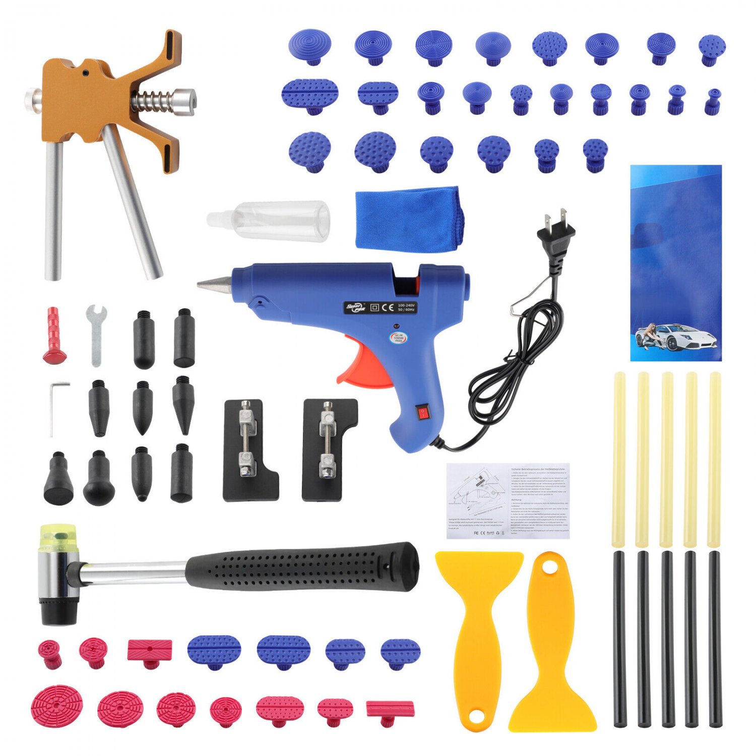 Paintless Dent Repair Kit Dishcloth Glue Gun for Automobile Body Motorcycle
