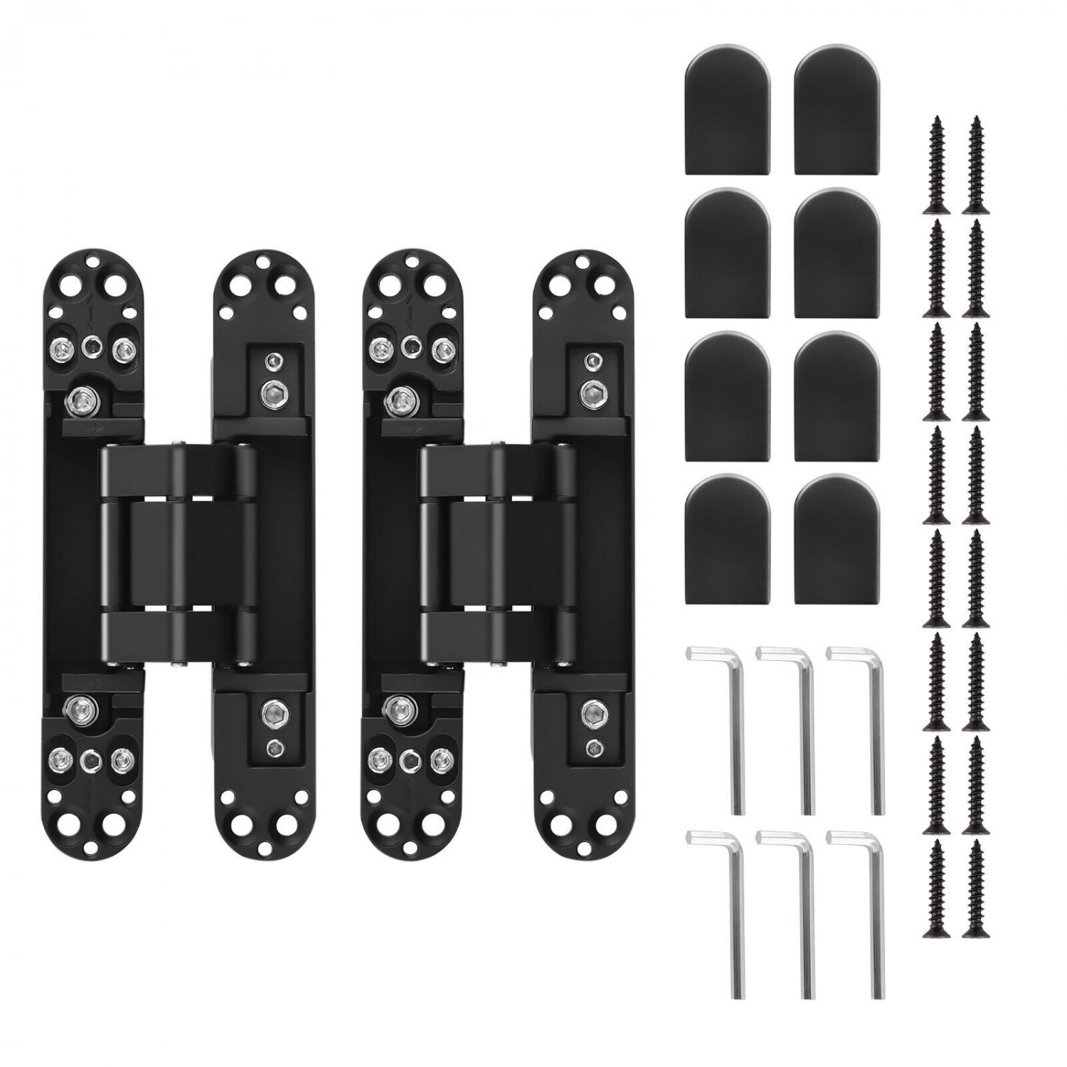 7 inch Hidden Door Hinges Kit, Zinc Alloy Heavy Duty Invisible Hinge 180 Degree