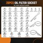 35Pcs Oil Filter Socket Wrench Cup Type Cap Removal Set For Porsche Volvo etc