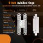 6 inch Hidden Door Hinges Kit, Silver Heavy Duty Invisible Hinge 180 Degree
