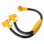 Adapter Y Split Power Cord 50 amp Male to 2 Female Connectors For RV EV