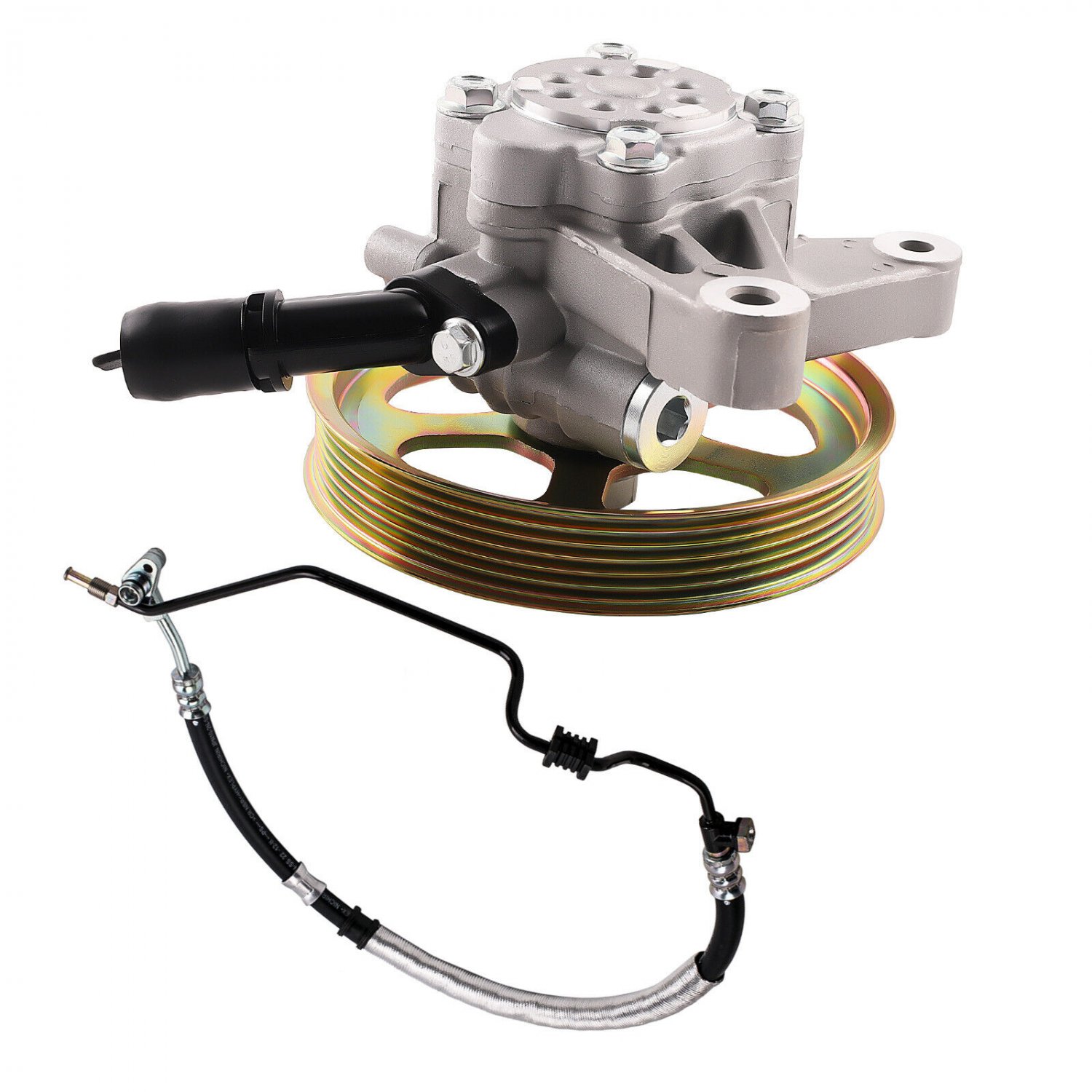 Power Steering Pump With Pulley & Pressure Line Hose For Honda Odyssey 2008-2010