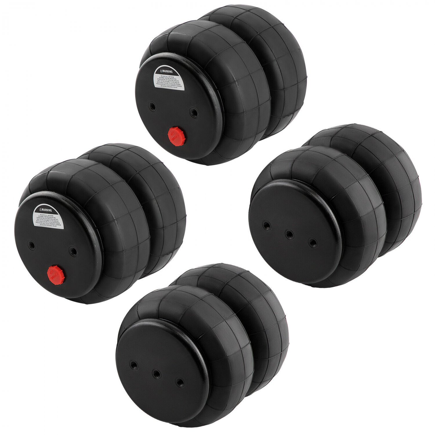 4x Universal Air Ride Suspension Bag Standard 2600 lb 1/2"npt Single Port