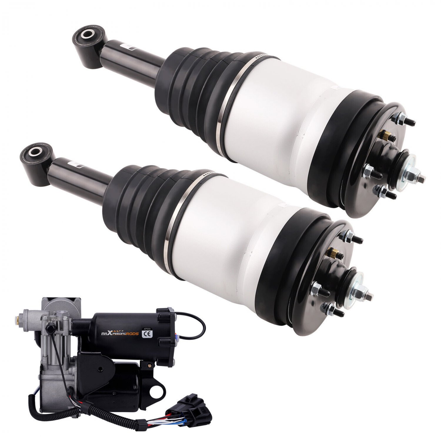 2pcs Rear Shocks Spring Strut & Air Pump for Land Rover LR3 (Disco 3) 2005-2009