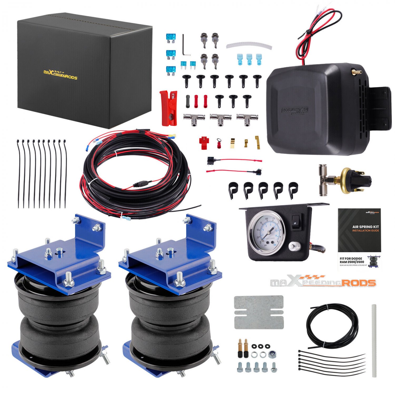 Air Suspension Kit + Air Shock Compressor Kit For Dodge Ram 1500 PICKUP 09-23