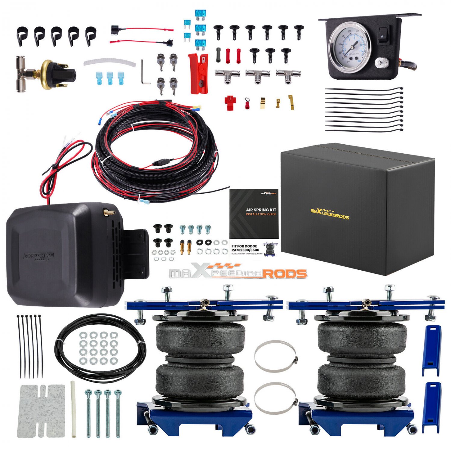 Air Suspension Springs Controller Kit + Air Spring kit For Ram2500/3500 2003-18