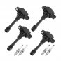 Pack of 4 Ignition Coil + Spark Plugs For Nissan Altima Cube March NP300 Rogue