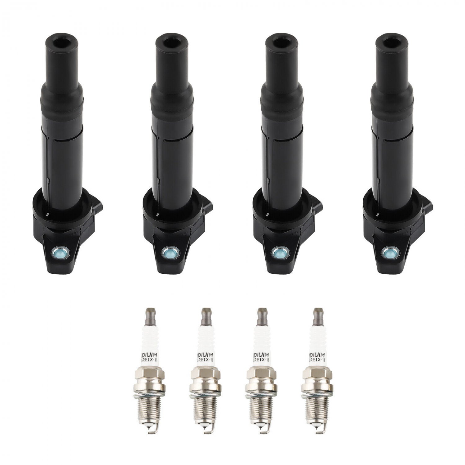 4 Ignition Coils & Spark Plugs for Dodge Attitude Hyundai Accent Kia Rio UF499