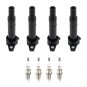 4 Ignition Coils & Spark Plugs for Dodge Attitude Hyundai Accent Kia Rio UF499